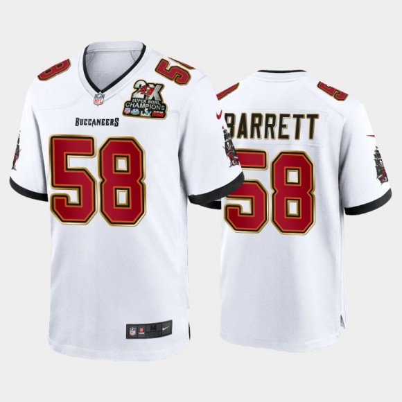 Buccaneers #58 Shaquil Barrett 2X Super Bowl Champions Patch Game Jersey - White