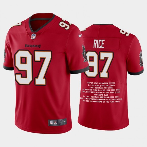 Simeon Rice #97 Buccaneers Red Career Highlight Vapor Limited Jersey
