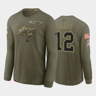 Tom Brady Buccaneers Olive 2021 Salute To Service Performance Long Sleeve T-Shirt
