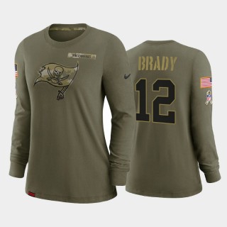 Women's Tom Brady Buccaneers 2021 Salute To Service Olive Performance Long Sleeve T-Shirt