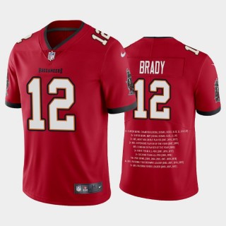 Tom Brady #12 Buccaneers Red Career Highlight Vapor Limited Jersey