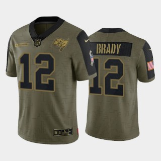 Tom Brady Tampa Bay Buccaneers 2021 Salute To Service Limited Jersey - Olive