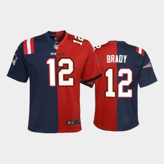 Youth Tampa Bay Buccaneers Patriots Tom Brady Split Game Jersey - Red Navy
