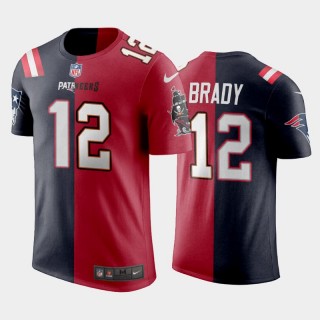 Tampa Bay Buccaneers Patriots Tom Brady Split Name Number T-Shirt - Navy Red