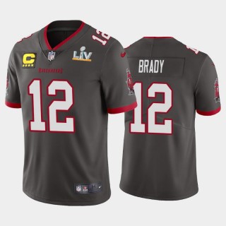 Tom Brady Tampa Bay Buccaneers Pewter Super Bowl LV Captain Patch Vapor Limited Jersey