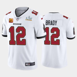 Tom Brady Tampa Bay Buccaneers White Super Bowl LV Captain Patch Vapor Limited Jersey
