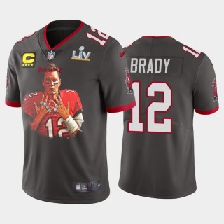 Tom Brady Buccaneers Pewter Super Bowl LV Champions 7 Rings Limited Jersey