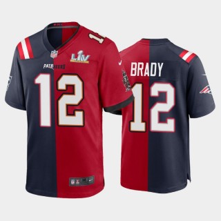 Buccaneers Tom Brady Super Bowl LV Champions Split Game Jersey - Red Navy