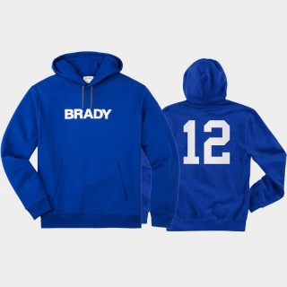 Buccaneers Tom Brady Wordmark Name Number Pullover Hoodie - Blue