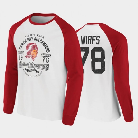 Tampa Bay Buccaneers Tristan Wirfs Vintage Raglan Long Sleeve T-Shirt - White Red